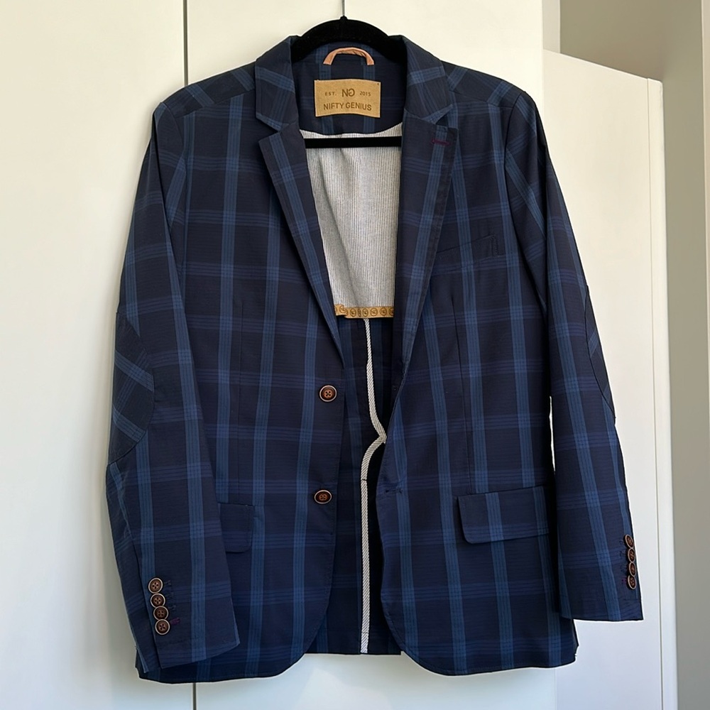 Nifty Genius Suit - Blazer Only Size Small - Blue Plaid